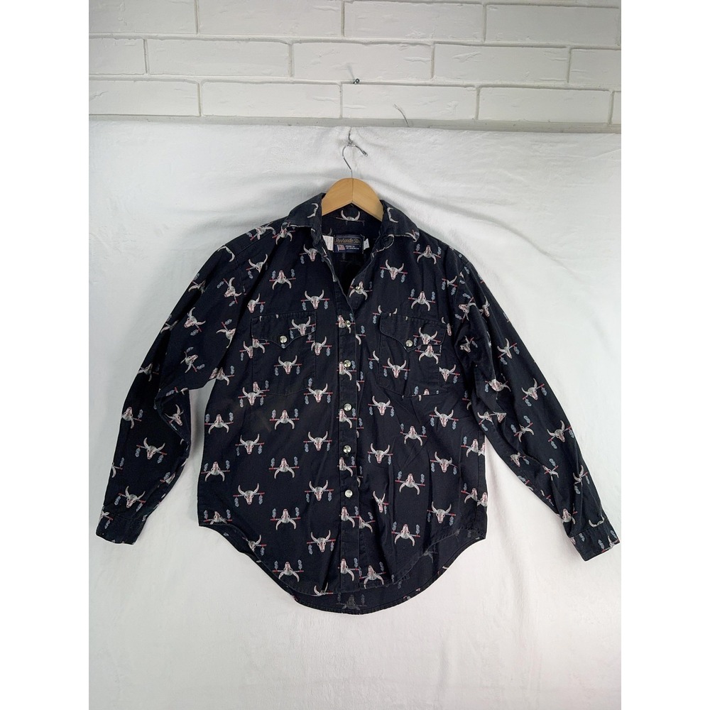 Vintage Panhandle Slim Shirt Women's Small Longhorn Western Pearl Snap Rodeo 90s